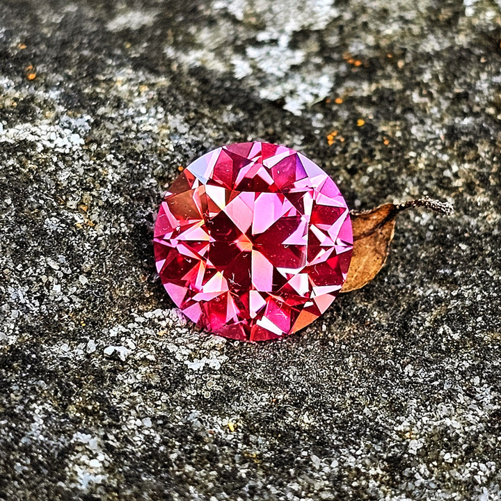 Fire Padparadscha Lab Sapphire, Traditional Round Brilliant Cut, 11.75 Carats