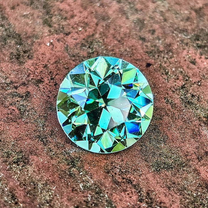 Pastel Mint Laser Garnet, Traditional Round Brilliant Cut, 8.52 Carats