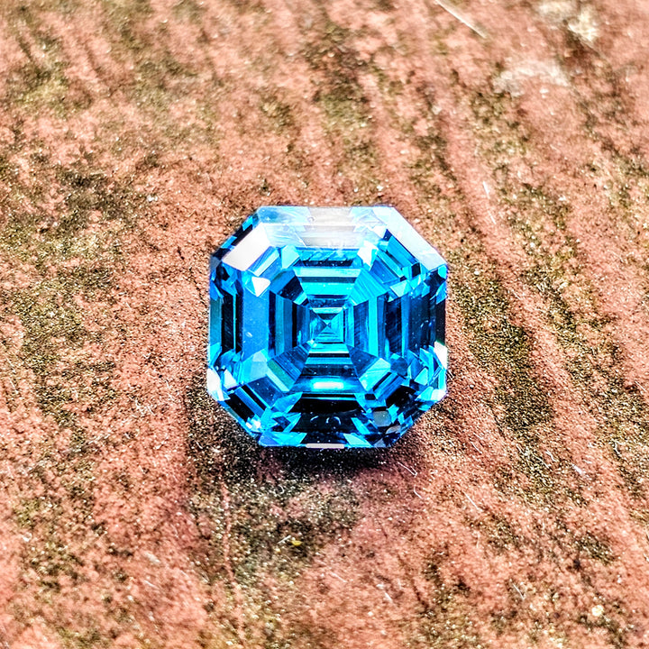 Blue Cobalt YAG, Asscher Cut, 5.85 Carats