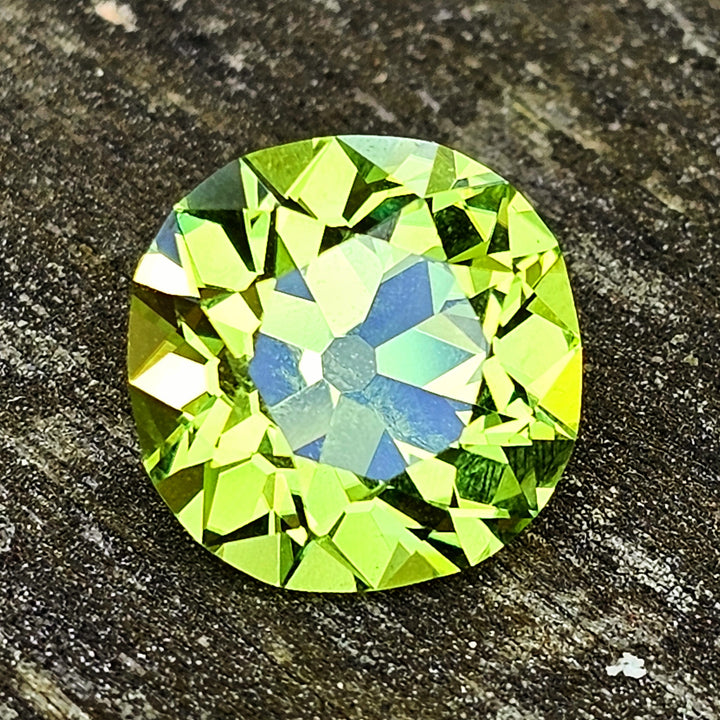 Peridot Green Colored Lab Sapphire, Antique Cushion Cut, 6.7 Carats