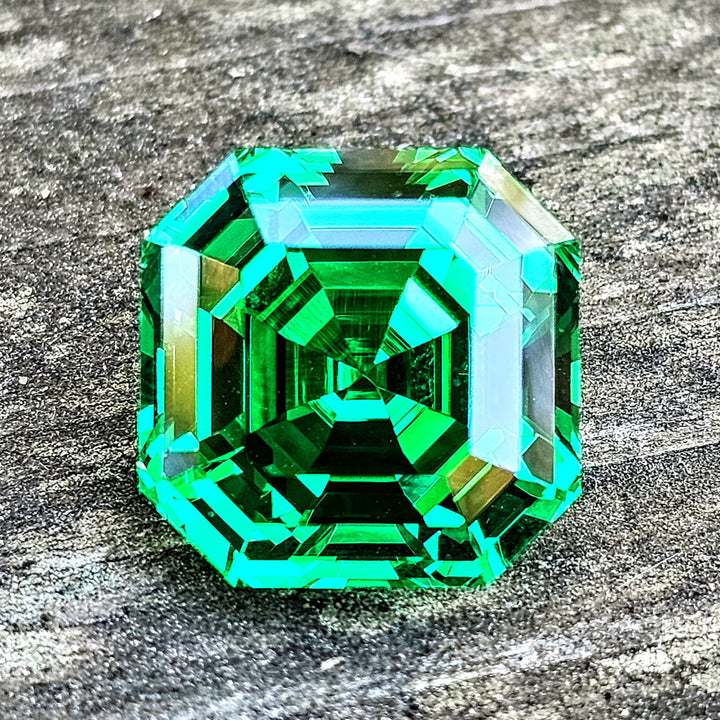 Vivid Green Vanadium YAG, Asscher Cut, 25 Carats