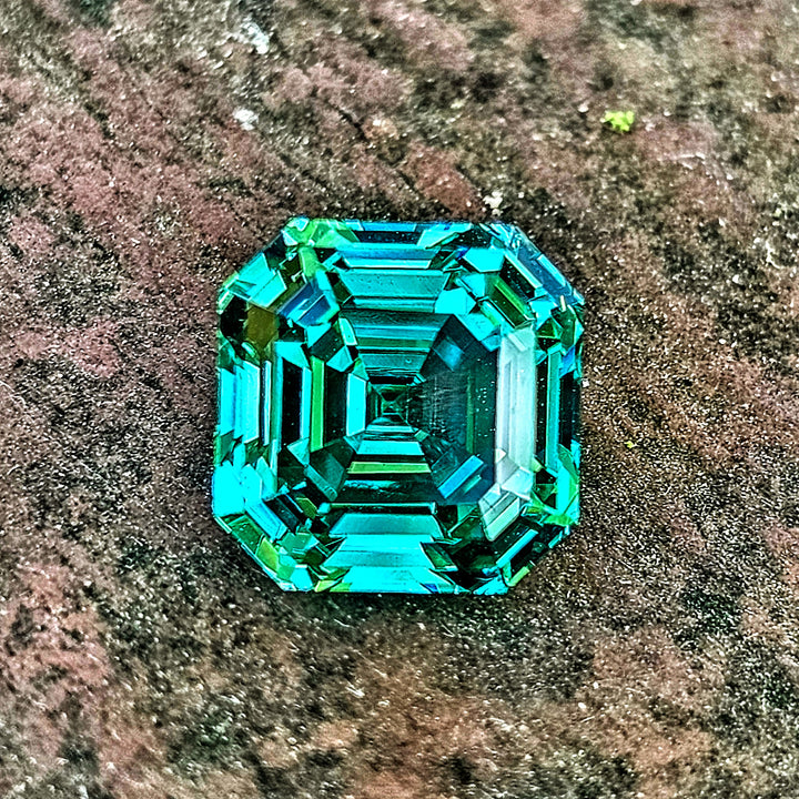 Teal "Paraiba" YAG, Asscher Cut, 6.9 Carats