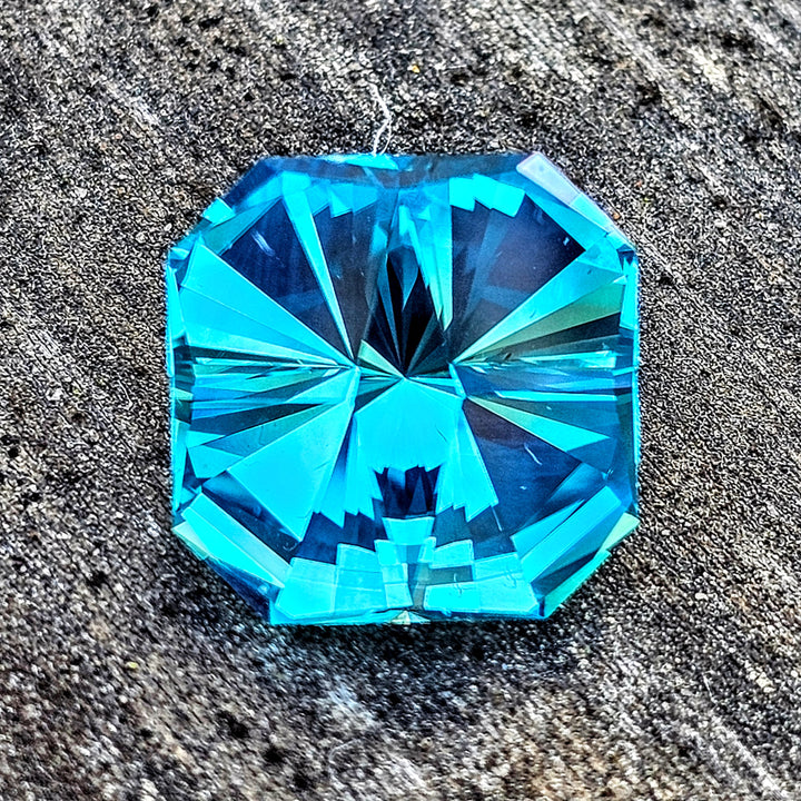 Cerulean Blue Lab Sapphire, Tessellation Cut, 10.31 Carats