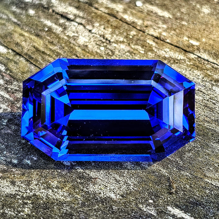 Djeva Fire Blue Lab Spinel, Stretched Octagon Cut, 45.5 Carats