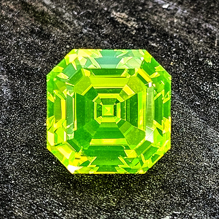 LuAG "ULTRA GREEN", Asscher Cut, 8.43 Carats