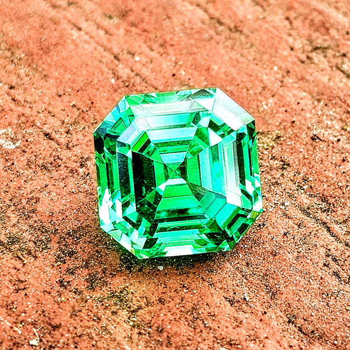 Vivid Green Vanadium YAG, Asscher Cut, 4.94 Carats