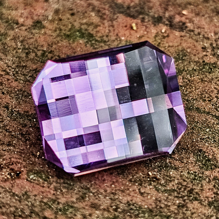 Greyish Mauve Lab Sapphire, Pixel Rectangle Cut, 8.085 Carats