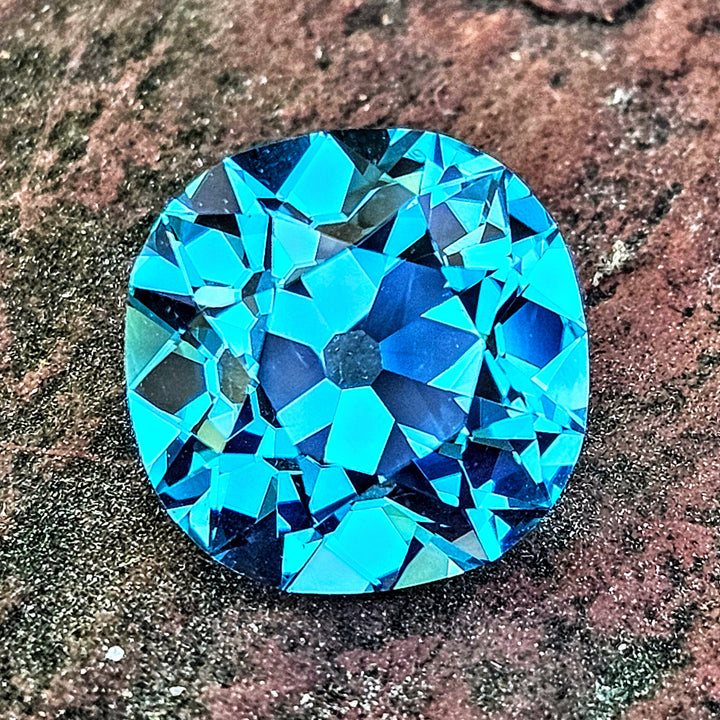 Cobalt Teal Lab Sapphire, Antique Cushion Cut, 8.02 Carats