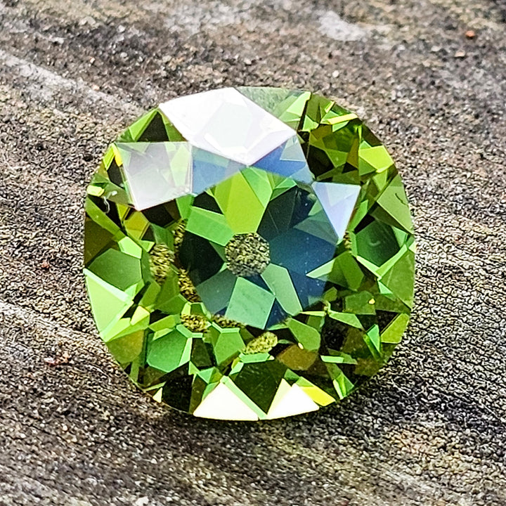 Peridot Green Colored Lab Sapphire, Antique Cushion Cut, 8.26 Carats