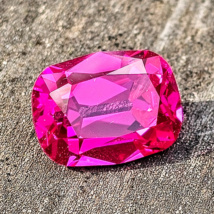 Fire Neon Pink Lab Sapphire, Antique Long Cushion Cut, 6.95 Carats