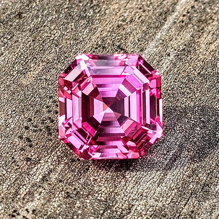 Fire Padparadscha Lab Sapphire, Asscher Cut, 4.78 Carats