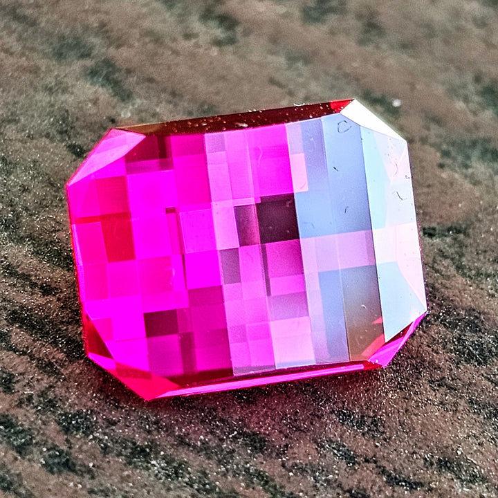 Fire Neon Pink Lab Sapphire, Pixel Rectangle Cut, 8.19 Carats