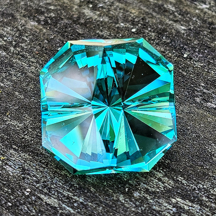 Teal "Paraiba" YAG, Tessellation Cut, 31.45 Carats