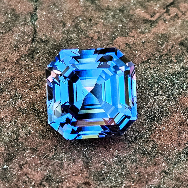 Blue Lab Sapphire, Asscher Cut, 6.82 Carats