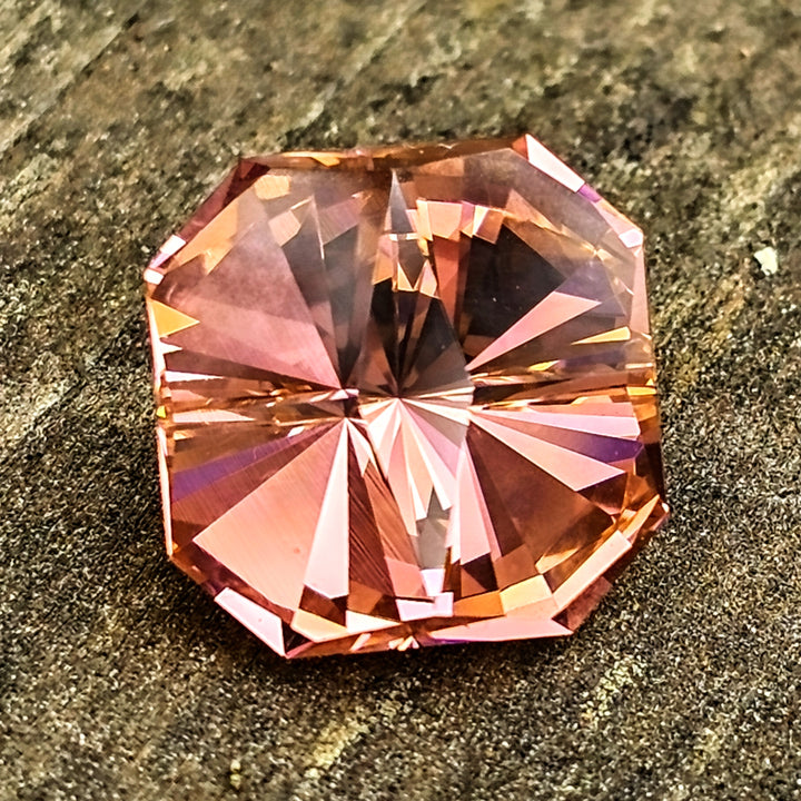 Padparadscha Erbium YAG, Tessellation Cut, 14.95 Carats