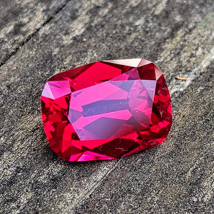 Pigeon Blood Lab Spinel, Antique Long Cushion Cut, 7.33 Carats