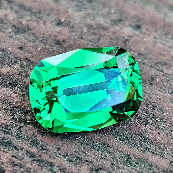 Green CTH YAG, Antique Long Cushion Cut, 6.13 Carats