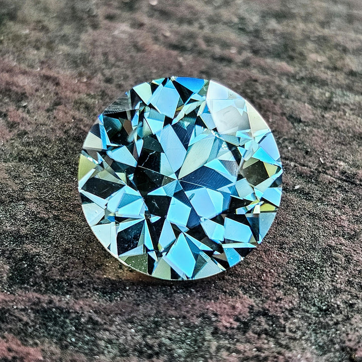 Gray Green Ytterbium YAG, Traditional Round Brilliant Cut, 16.19 Carats