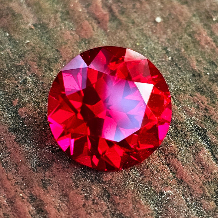 Pigeon Blood Lab Spinel, Traditional Round Brilliant Cut, 11.78 Carats