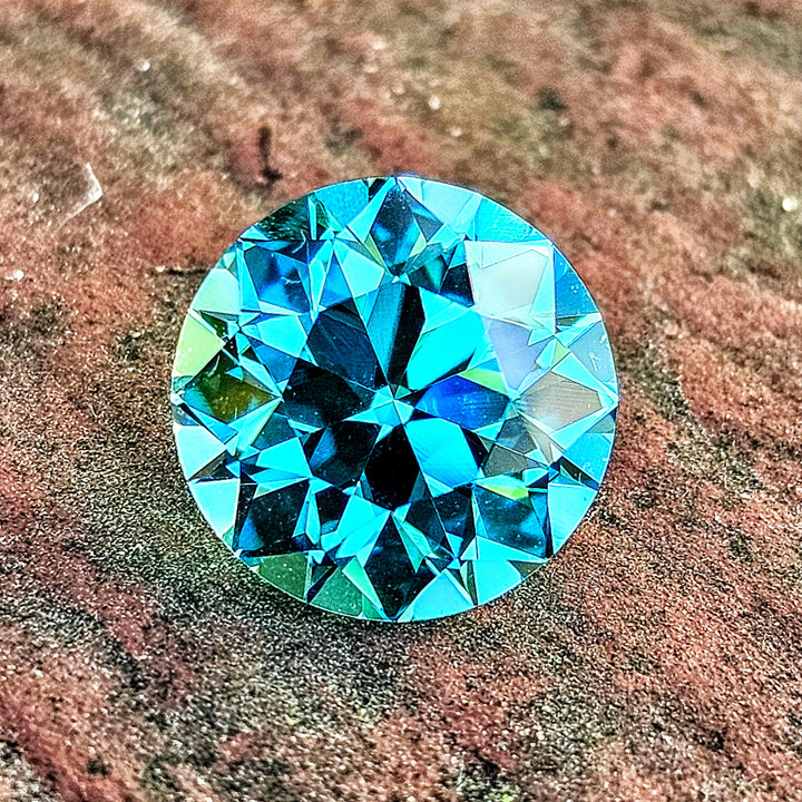 Teal "Paraiba" YAG, Traditional Round Brilliant Cut, 8.33 Carats