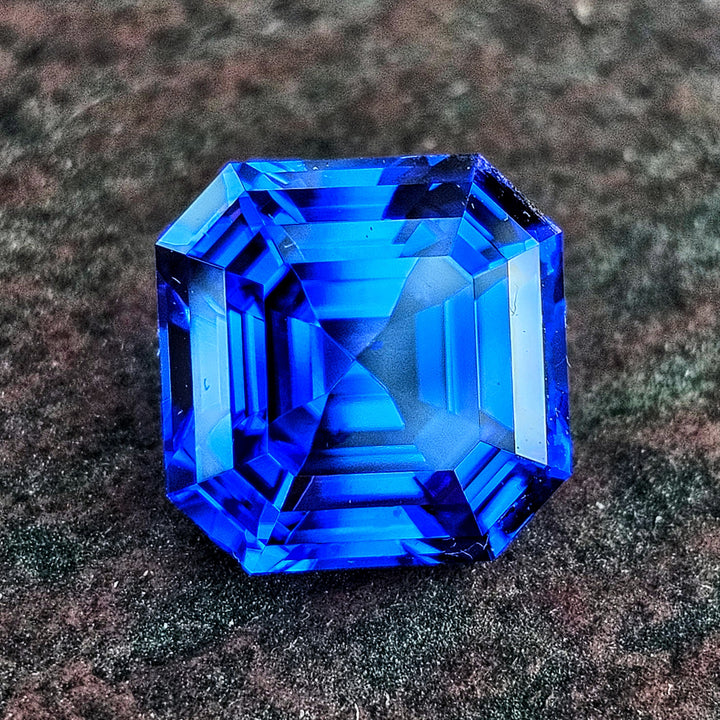 Djeva Fire Blue Lab Spinel, Asscher Cut, 8.04 Carats