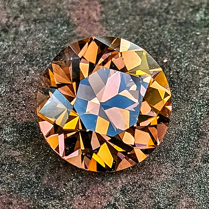 Toasted Orange Erbium YAG, Traditional Round Brilliant Cut, 12.05 Carats