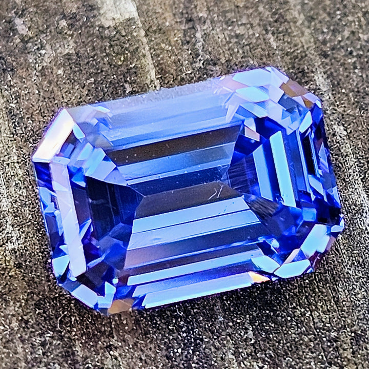 Blue Czochralski Lab Sapphire, Emerald Cut, 6.13 Carats