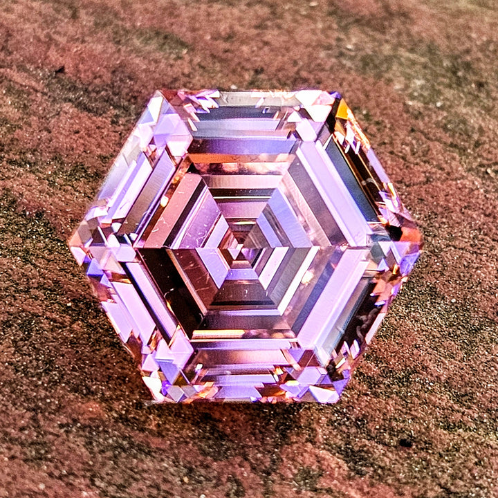 Padparadscha Erbium YAG, Hexagon Step Cut, 14.56 Carats