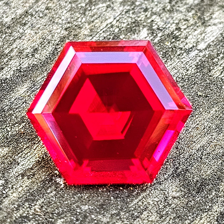 Pigeon Blood Lab Spinel, Hexagon Step Cut, 6.58 Carats