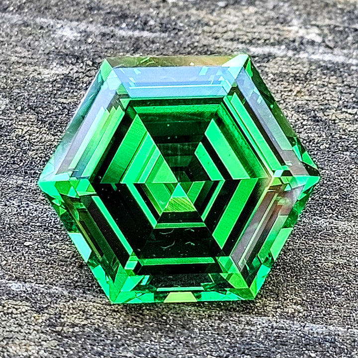 Green CTH YAG, Hexagon Step Cut, 8.73 Carats