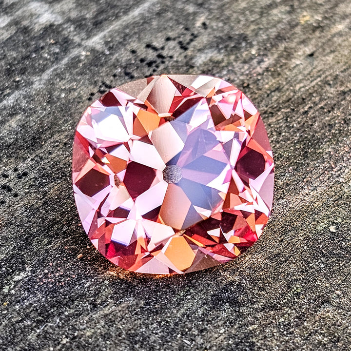 Light Orange Padparadscha Lab Sapphire, Antique Cushion Cut, 16.75 Carats