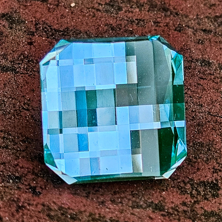 Bitterfeld Teal Lab Spinel , Pixel Square Cut, 8.58 Carats