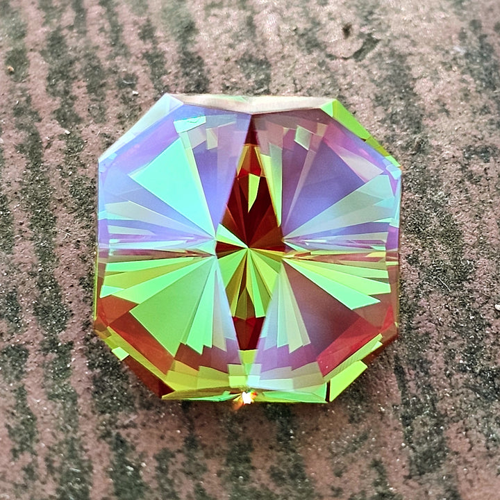 Green and Red Christmas Garnet, Tessellation Cut, 14.60 Carats