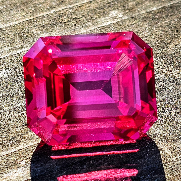 Sunset Lab Sapphire, Emerald Cut, 33.05 Carats