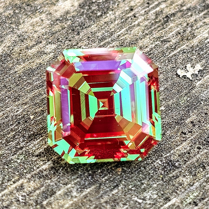 Green and Red Christmas Garnet, Asscher Cut, 13.92 Carats