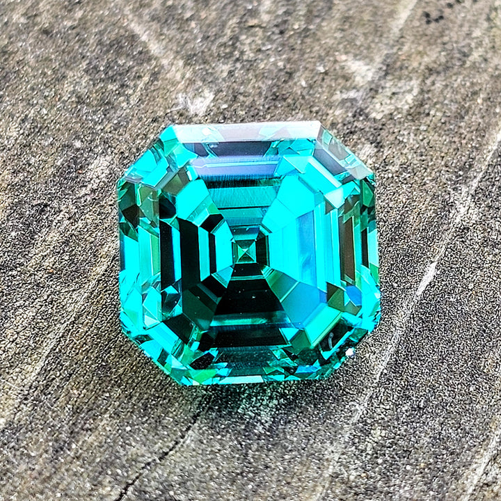 Teal "Paraiba" YAG, Asscher Cut, 12.67 Carats