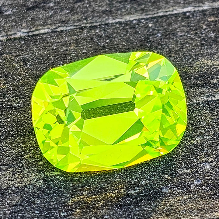 LuAG "ULTRA GREEN", Antique Long Cushion Cut, 6.41 Carats