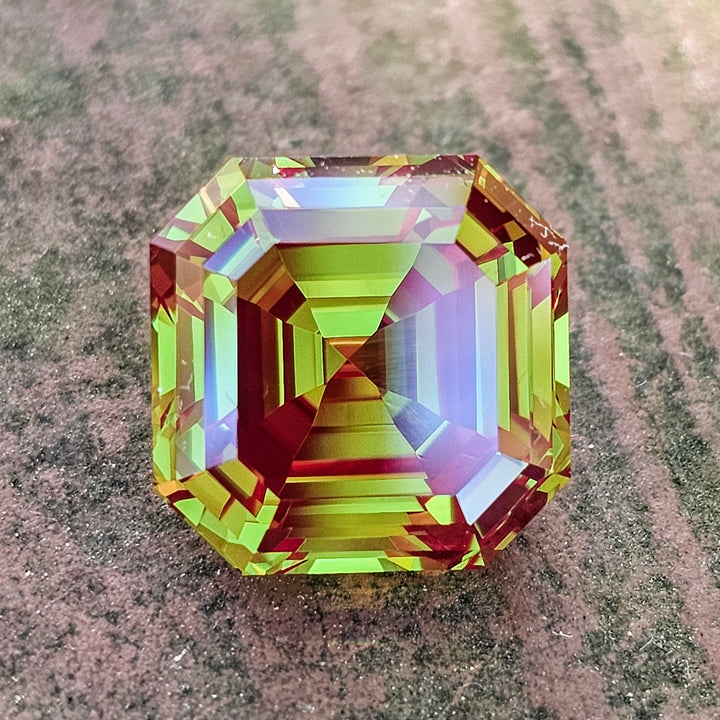 Green and Red Christmas Garnet, Asscher Cut, 13.82 Carats