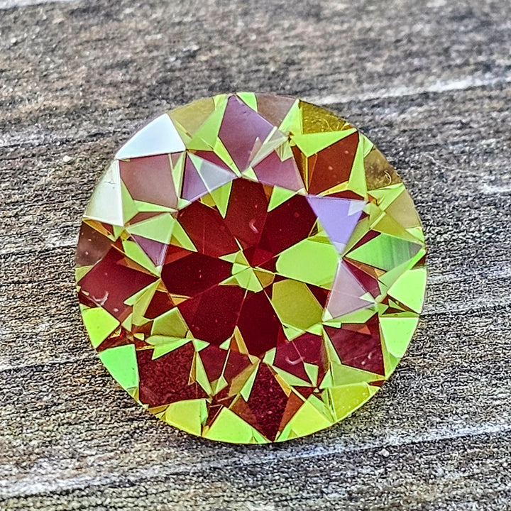 Green and Red Christmas Garnet, Traditional Round Brilliant Cut, 10.19 Carats