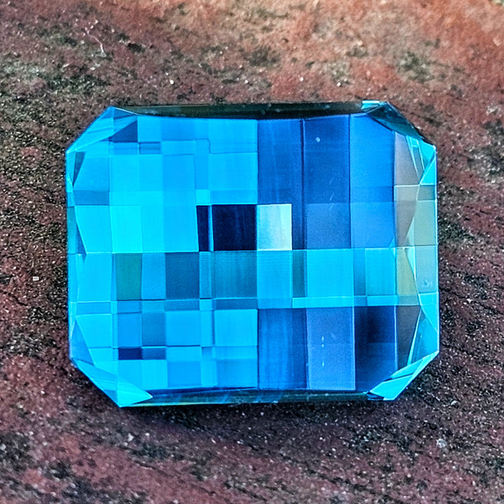 Cerulean Blue Lab Sapphire, Pixel Rectangle Cut, 10.80 Carats