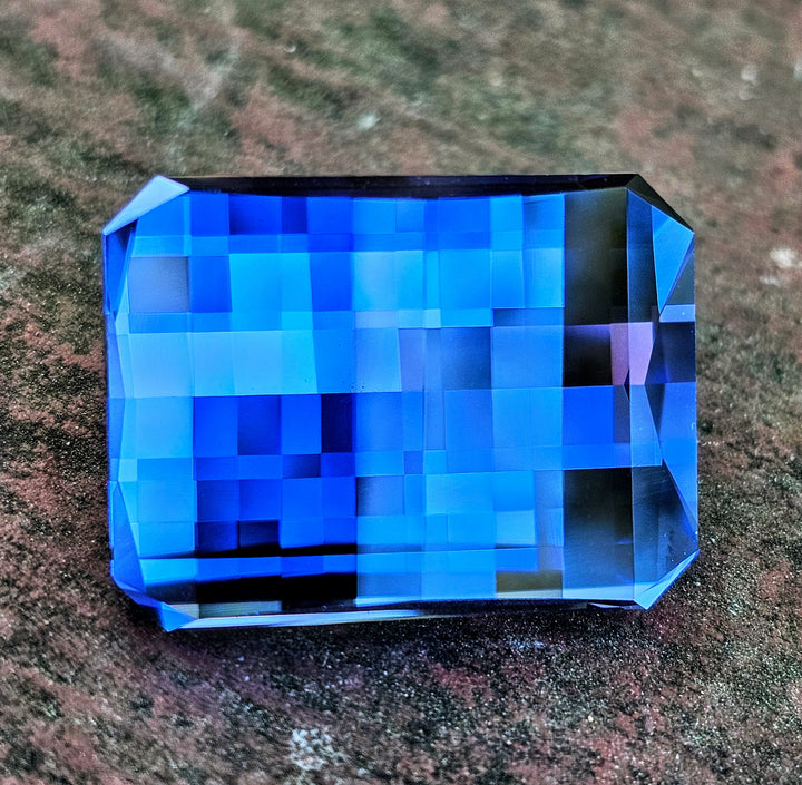 Blue Czochralski Lab Sapphire, Pixel Rectangle Cut, 56.70 Carats