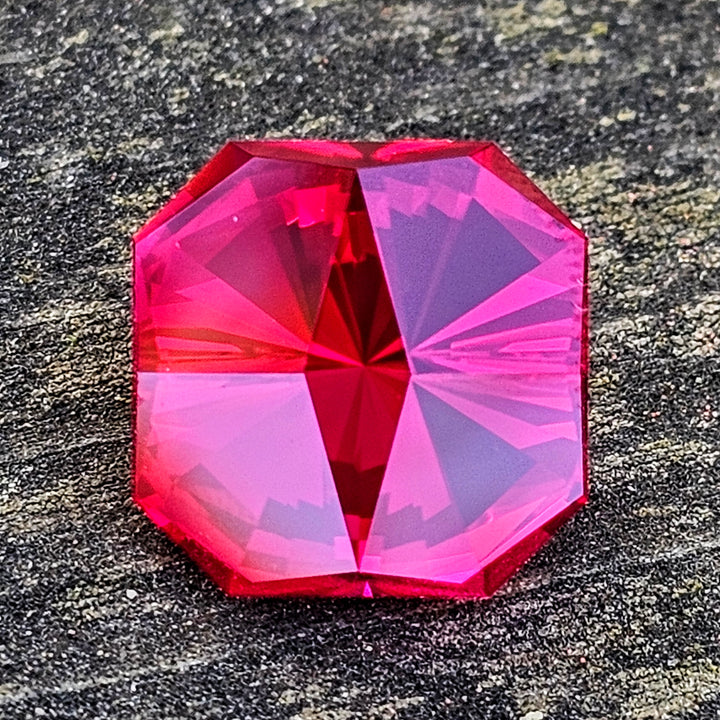 Pigeon Blood Lab Spinel, Tessellation Cut, 10.80 Carats