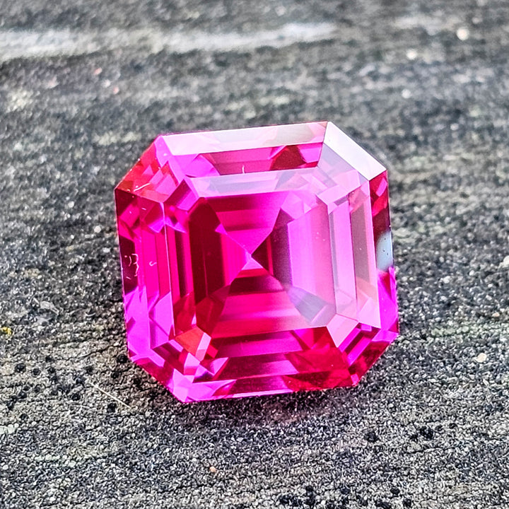 Neon Purple Lab Sapphire, Asscher Cut, 6.66 Carats