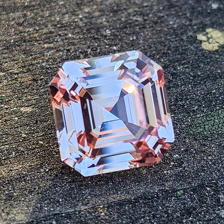 Peachy 🍑 "Morganite" Colored Lab Sapphire, Asscher Cut, 5.82 Carats