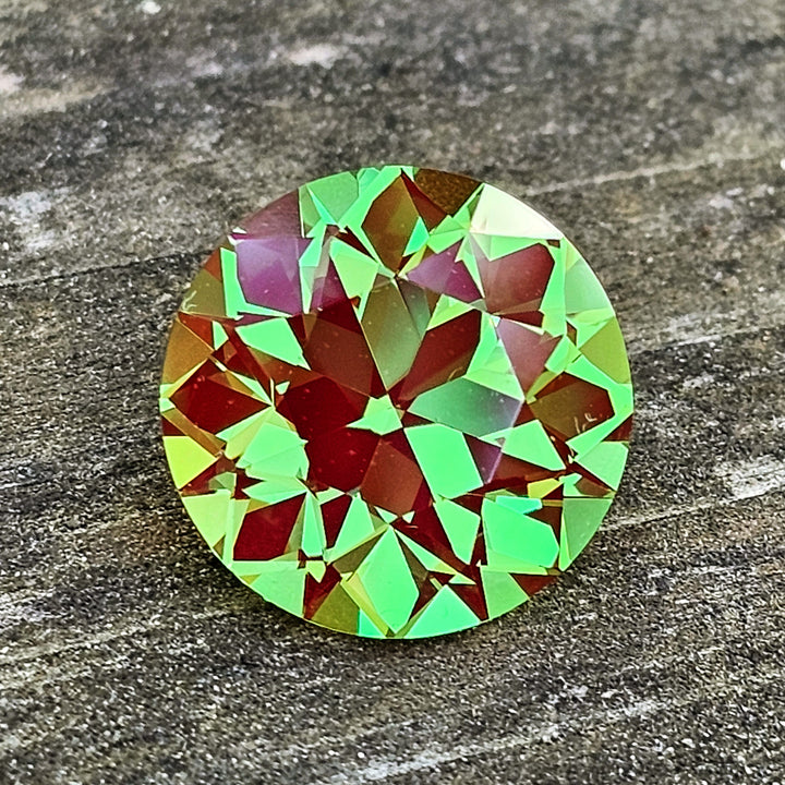 Green and Red Christmas Garnet, Traditional Round Brilliant Cut, 12.52 Carats