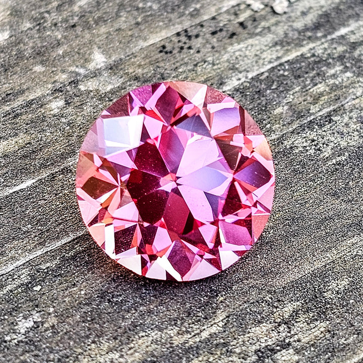 Sunrise Padparadscha Lab Sapphire, Traditional Round Brilliant Cut, 12.61 Carats