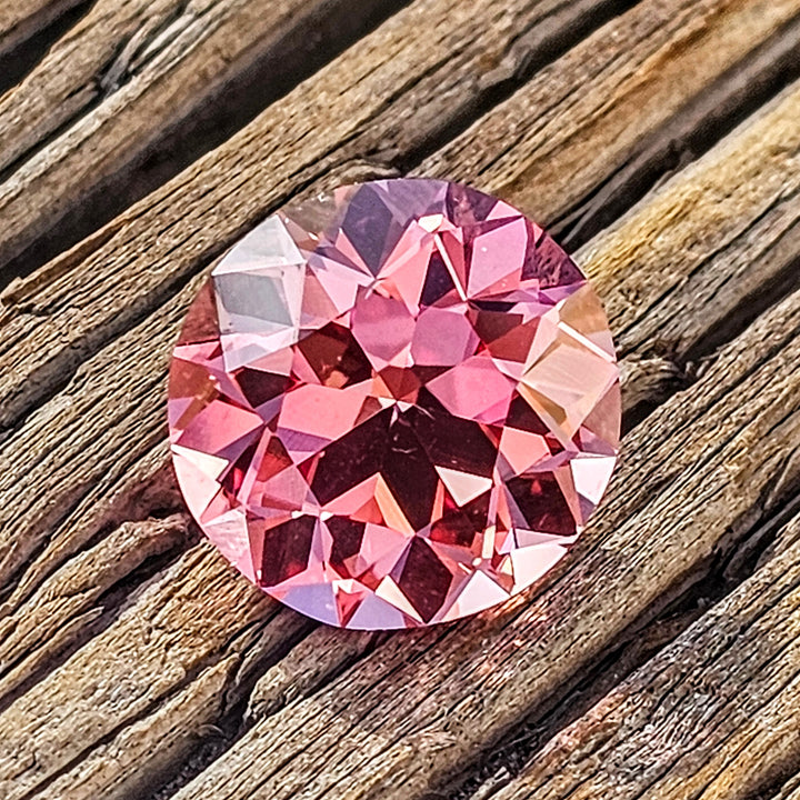 Sunrise Padparadscha Lab Sapphire, Traditional Round Brilliant Cut, 8.08 Carats