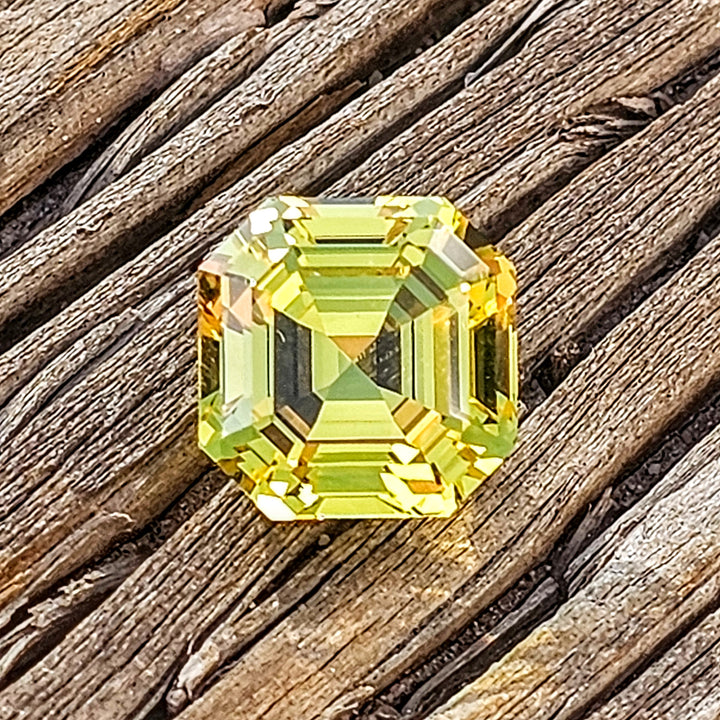 Yellow Czochralski Lab Sapphire, Asscher Cut, 7.69 Carats