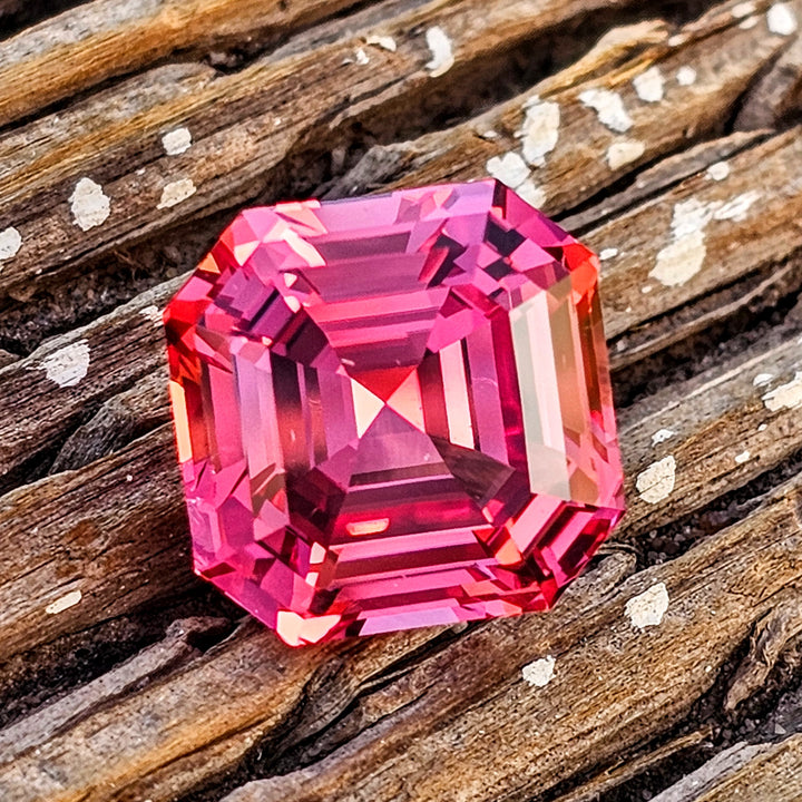 Czochralski Titanium Pink Sapphire, Asscher Cut, 13.70 Carats