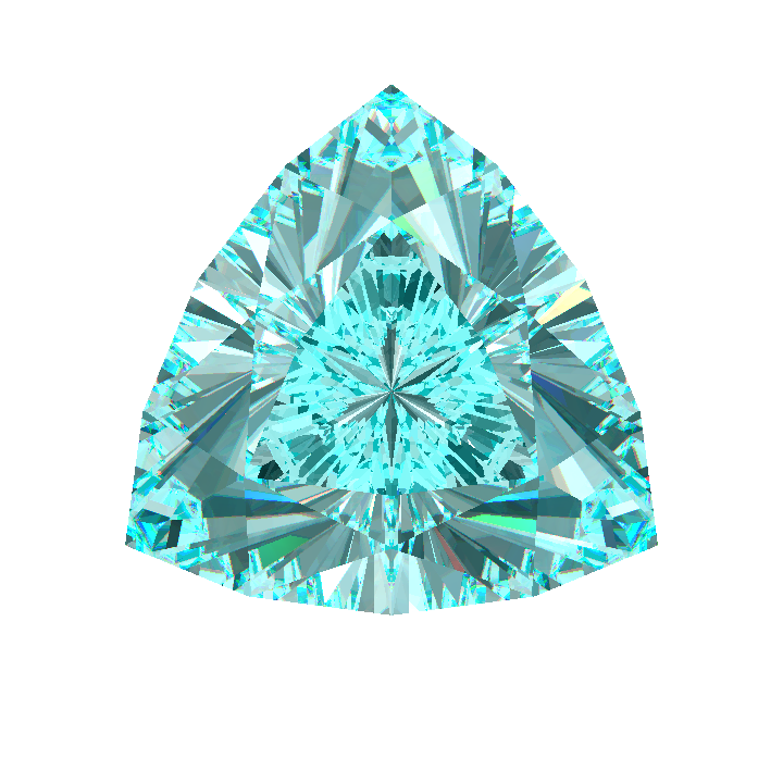 Custom Blue - Teal Sapphire Trillian Internal Reflections Gem